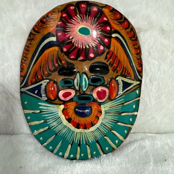 Mexican Pottery Mask Guererro Storyteller Ceramics Mayan Aztec Face Wall Hanging - Picture 1 of 9